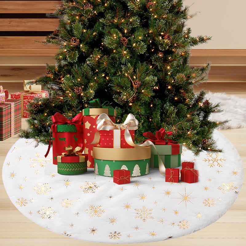 Mini Gold & Silver Snowflake Tree Skirt - Christmas Plaid Cloth Base Party Decoration