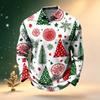 Men's Long Sleeve Golf Shirt Christmas Print Quick-Dry Mesh Casual Activewear Top