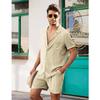 Cross-border Summer Sports Short-sleeved Shorts Set Linen Loose Casual Men's Shirt Set