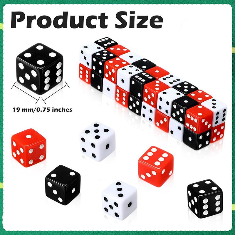 19mm Casino Theme Party Dice Sets Acrylic Large D6 Opaque Dice Bulk for Board Games Birthday Theme Party Supply 6pcs