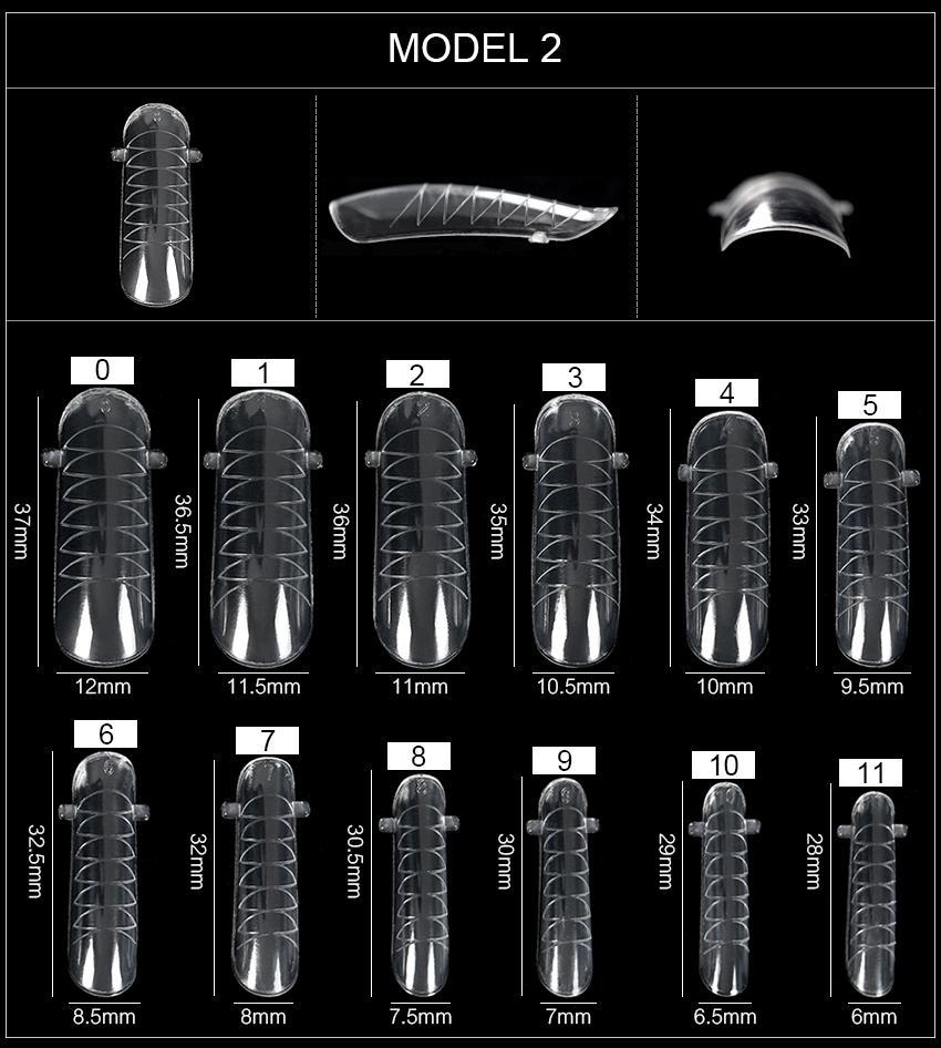 kads 120 ks Nástavce na nehty pro rychlou tvorbu plísní Dvojité umělé nehty Opakovaně použitelné čiré nástroje na manikúru pro prodloužení Poly Nail Gel Nail Art