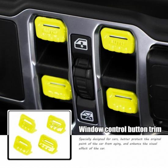 Window Control Switch Lift Button Cover Trim For Jeep Wrangler JL JT 18+ Yellow