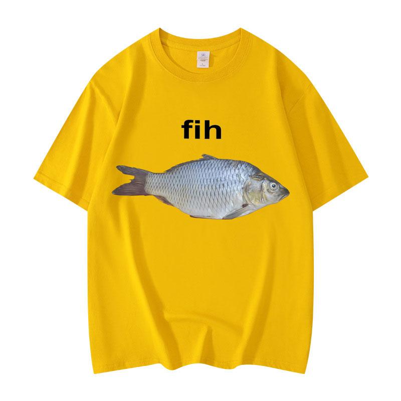 Fih Fish Funny Meme T Shirt High Quality Fashion Short Sleeve T-shirts Men Women Clothing Summer Cotton T-shirt Streetwear Tops