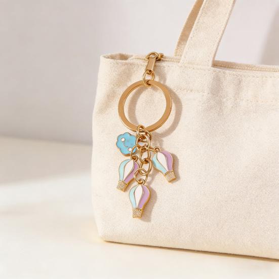 Keychain Hot Air Balloon Charm Compact Size Lightweight Zinc Alloy Key Chain Christmas Valentine Birthday Anniversary Accessories