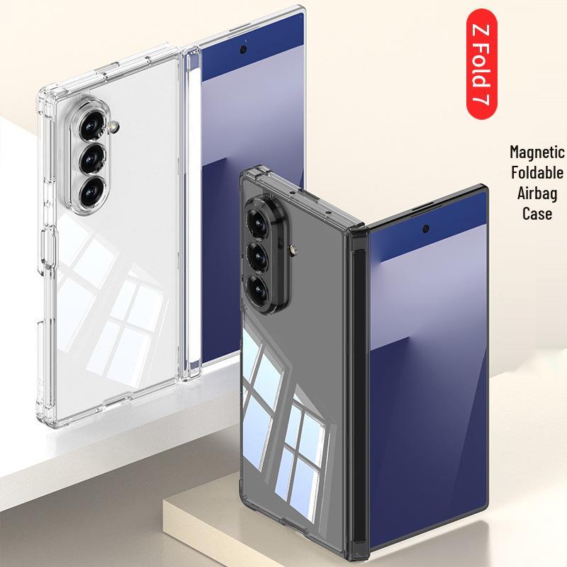 Samsung Z Fold7 Magnetic Case: Transparent Airbag Shell & Integrated Protective Film