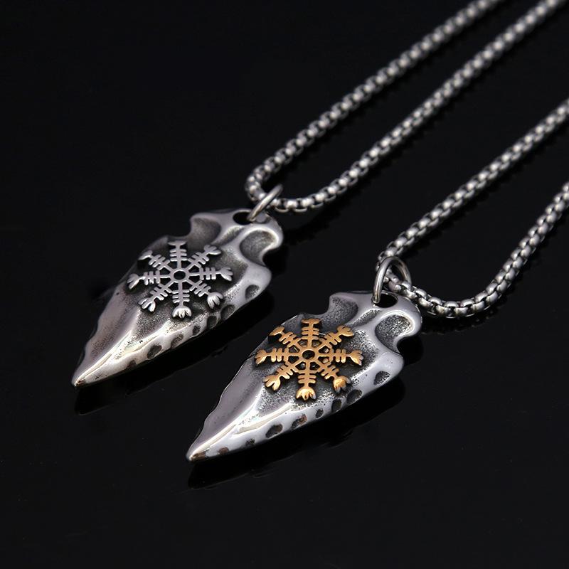 Stainless Steel Fashion Simple Viking Valknut Vegvisir Pendant Vintage Nordic Odin Sword Gungnir Rune Necklace Jewelry