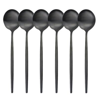 6 pz/set Set di posate nere Set di cucchiai di stoviglie in acciaio inossidabile Set di posate da caffè con cucchiaio da dessert per cena Set di posate da cucina