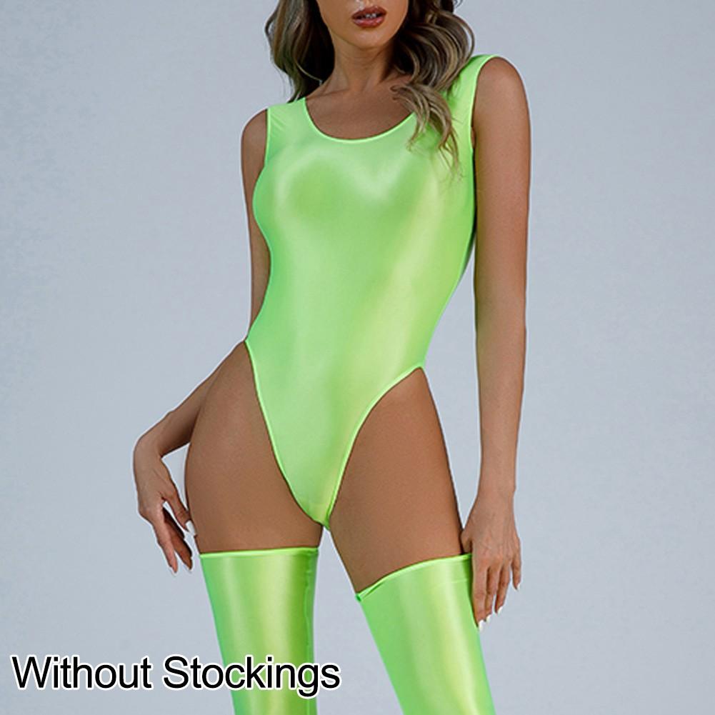 Backless Thong Bodysuit Bodysuit Elasticity Slips Female Glossy Swimsuit