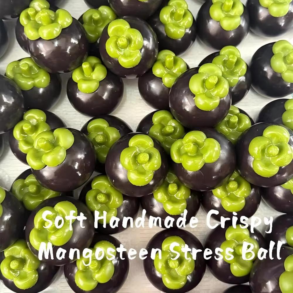 Soft Handmade Crispy Mangosteen Stress Ball Fidget Toy Crunchy Squeeze Ball Round Blocks Filled Asmr Anti Stress Toys For Adults