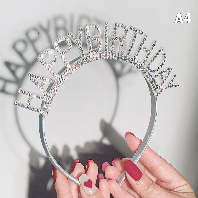 Sweet Birthday Girl Headband Metal Alloy  Birthday Party Tiara Hair Hoop Princess Crown Women Headwear