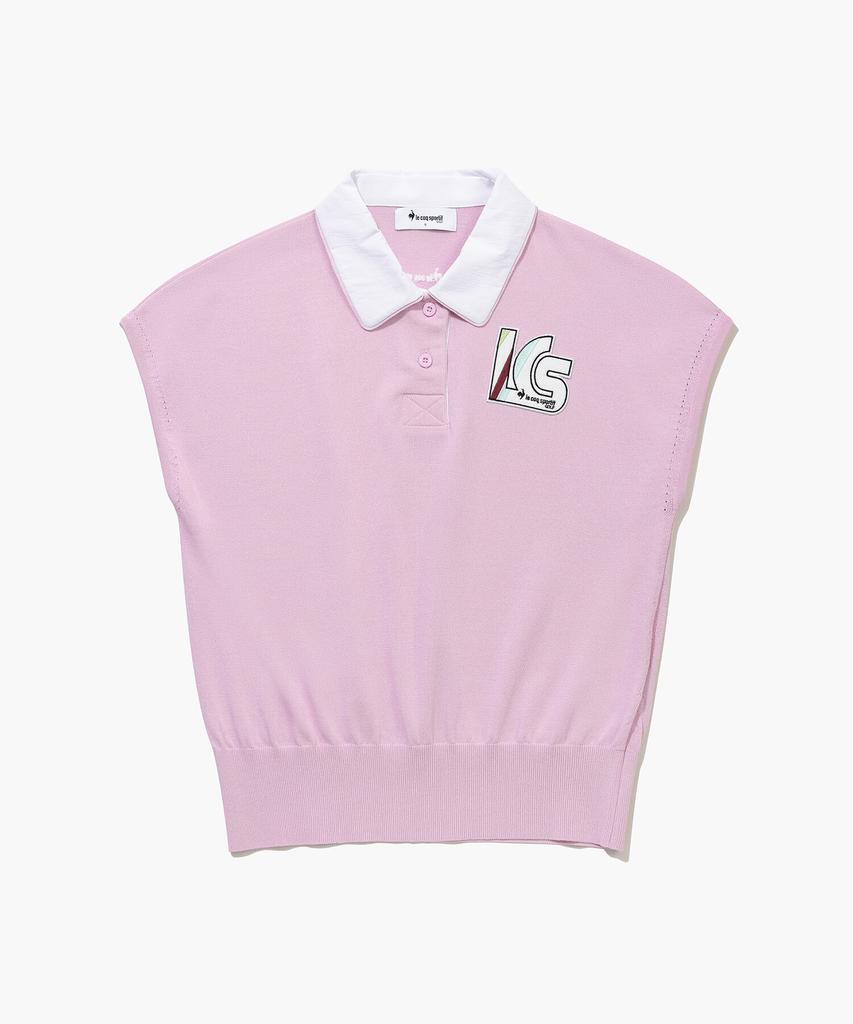 LECOQ GOLF Women'S Woven Collar Sleeveless Sweater (Gq122Lkp36)