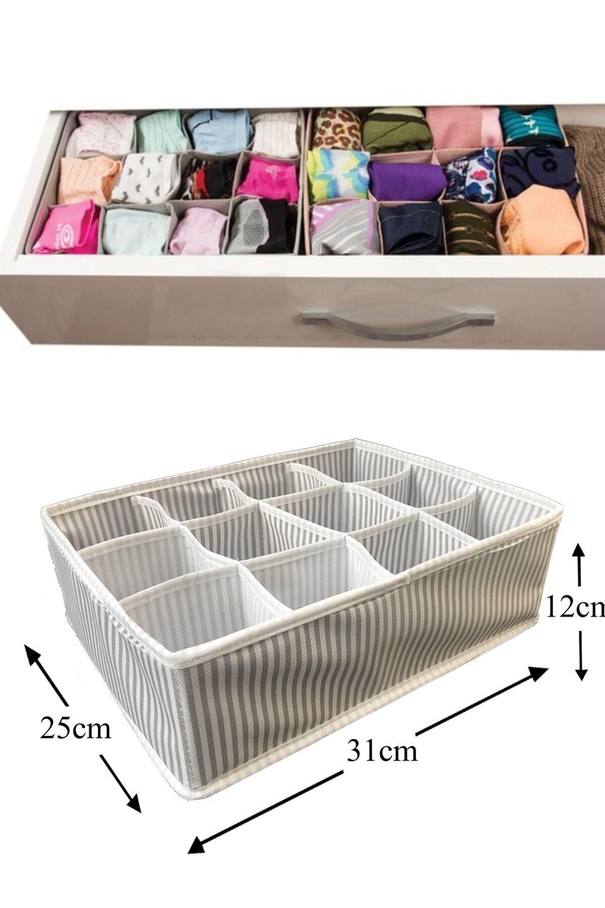 

Yabahome 12 Compartment Drawer Organizer Striped