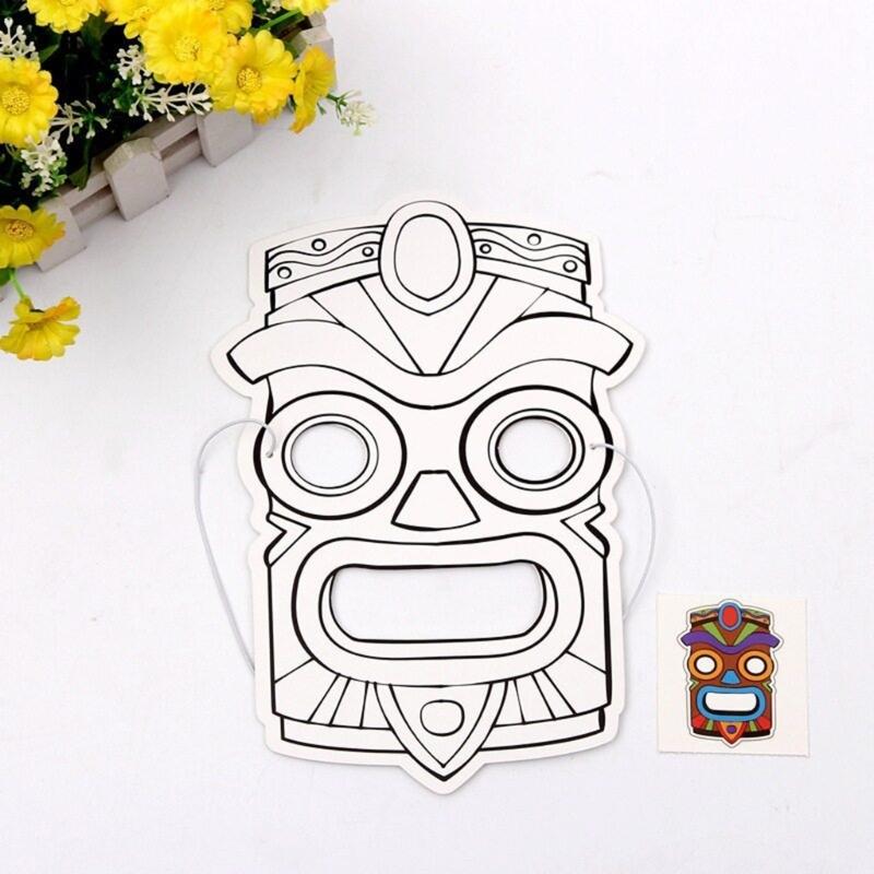 Classroom Project Island Masks, 12 Pack Paintable Paper Pulp Mask Set for Student Art Activities, Summer Party Crafts and Family DIY Use