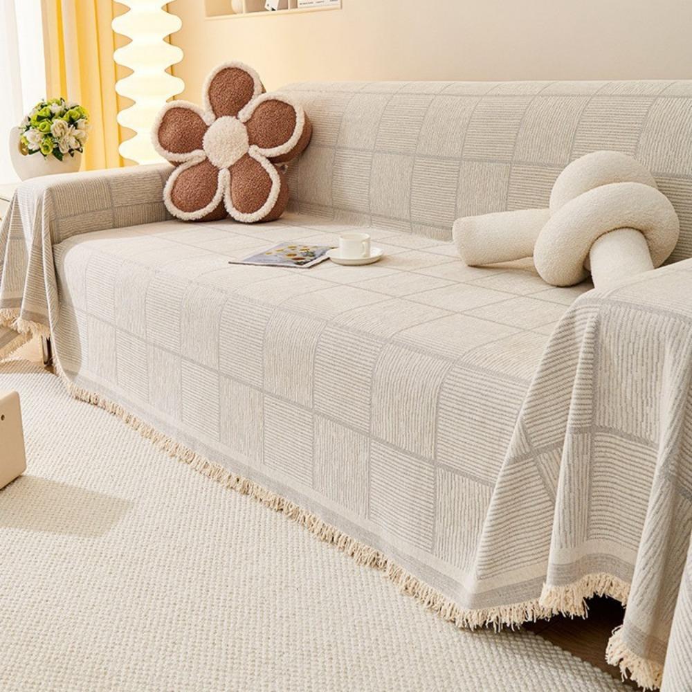 

Simple modern sofa cover Chenier non-slip and anti-cat scratch minimalist style four-season pass cover backrest full cover cloth blanket 180 * 130cm suitable for small single sofa