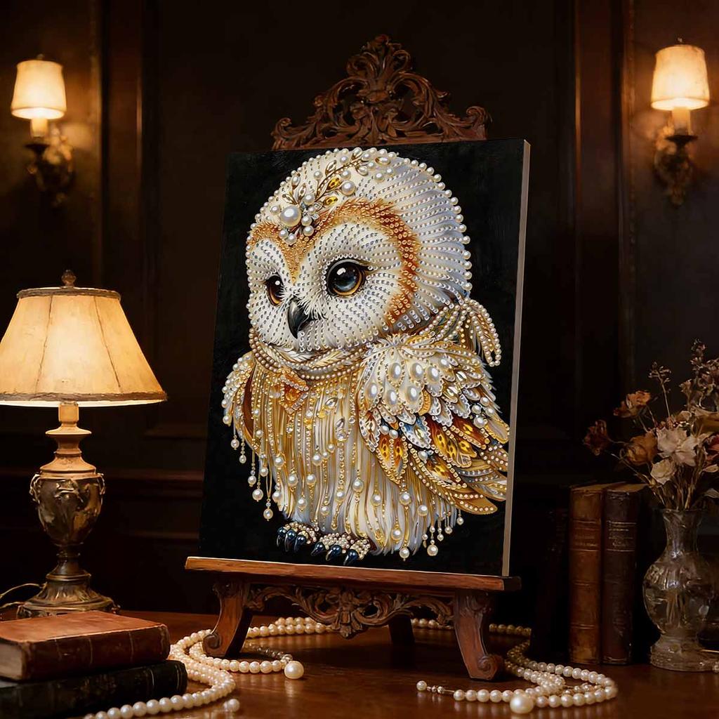 DIY Owl Pearl Art Painting for Adults/Beginners Gift Home Decor Pearl Gem Paintings Picture Arts Craft 30x40cm Without Frame