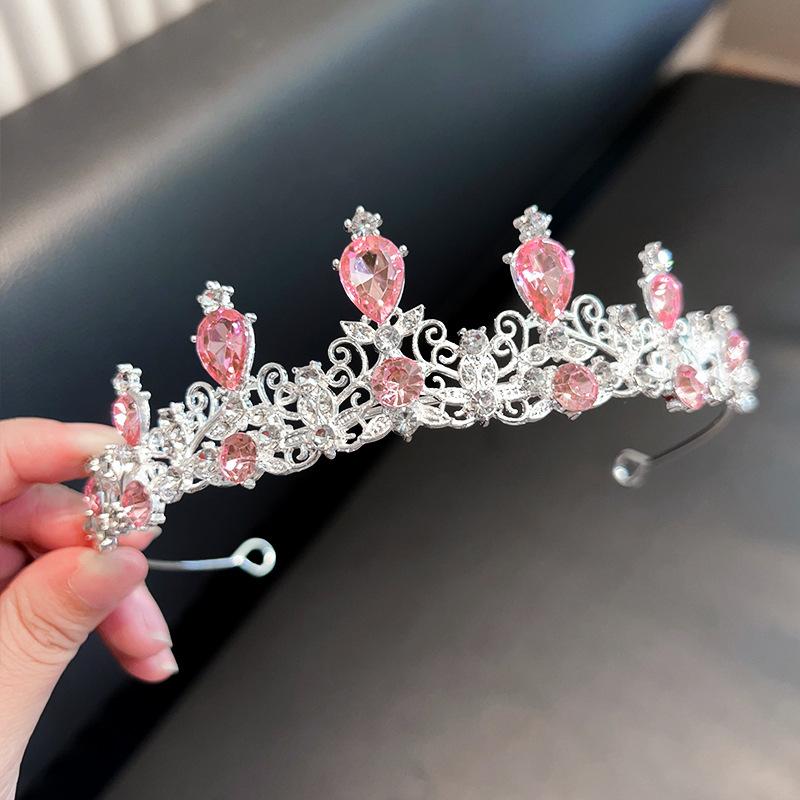 High-End Crown Headgear Princess Children'S Light Luxury Crystal Crown Birthday Gift Girls June 1 Performance Crown Hair Accessories