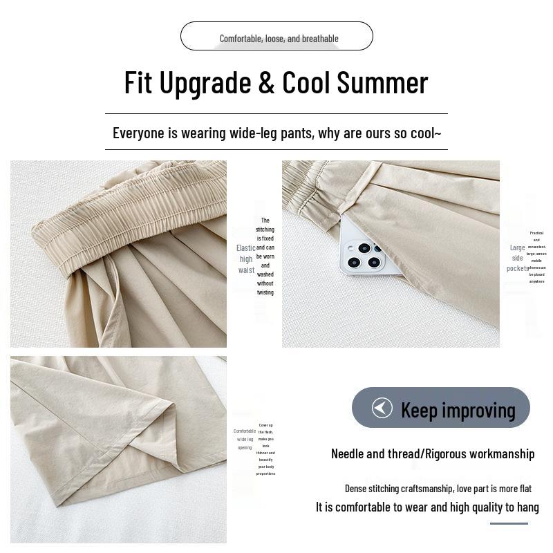 Ledové hedvábí Yamamoto culottes: Zeštíhlující, splývavé kalhoty se širokými nohavicemi na jaro/léto.