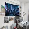 Neon Cyberpunk City Tapestry - Futuristic Art Design,Perfect Gift for Home and Dormitory,Fashionable and Unique Wall Decorations