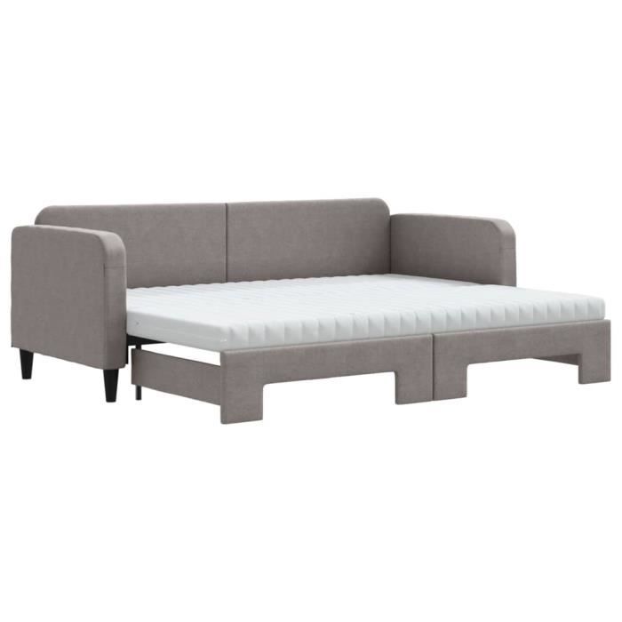 VidaXL Lit de jour avec gigogne et matelas taupe 80x200 cm tissu 3196832