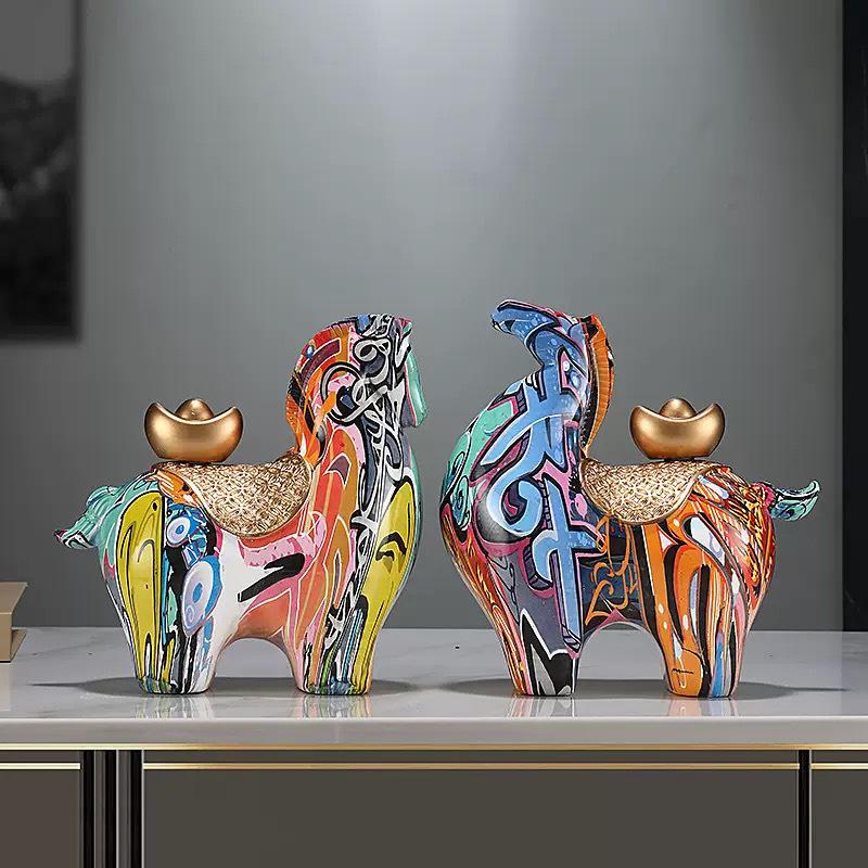Colorful Prosperity Horse Figurine: Elegant Decor for Office, Living Room, or Hallway - Ideal Housewarming or Opening Gift