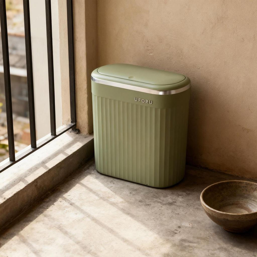 Coș de gunoi de baie cu capac, Coș de gunoi compact, Coș de gunoi portabil cu deschidere prin apăsare, Birou