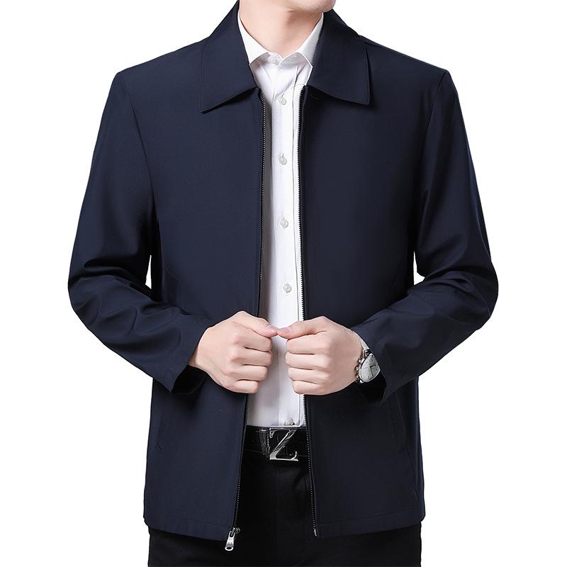 Men's Plus Size Business Casual Lapel Jacket for Spring and Autumn - Ideal for Middle-Aged and Elderly Dads.