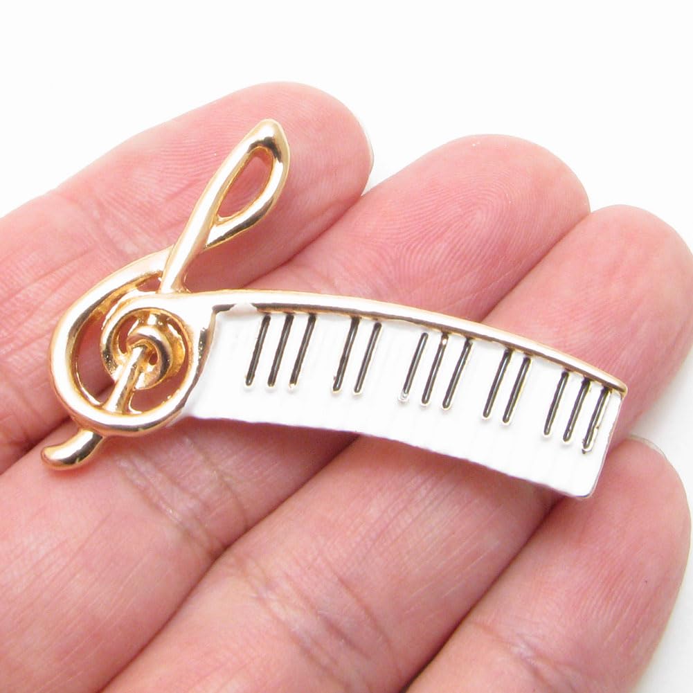 Brooch for Women and Piano Treble Musical Gold Silver Pin CHS10131 Men, Keys, Clef, Notes, Color, Color, Pin, Brooch, (Gold Color)