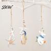 Bohemian Style Home Ornament Mediterranean Nautical Wall Hanging Decor, Handcrafted Wooden Ocean Ornaments, Decorative Pendants with Coastal