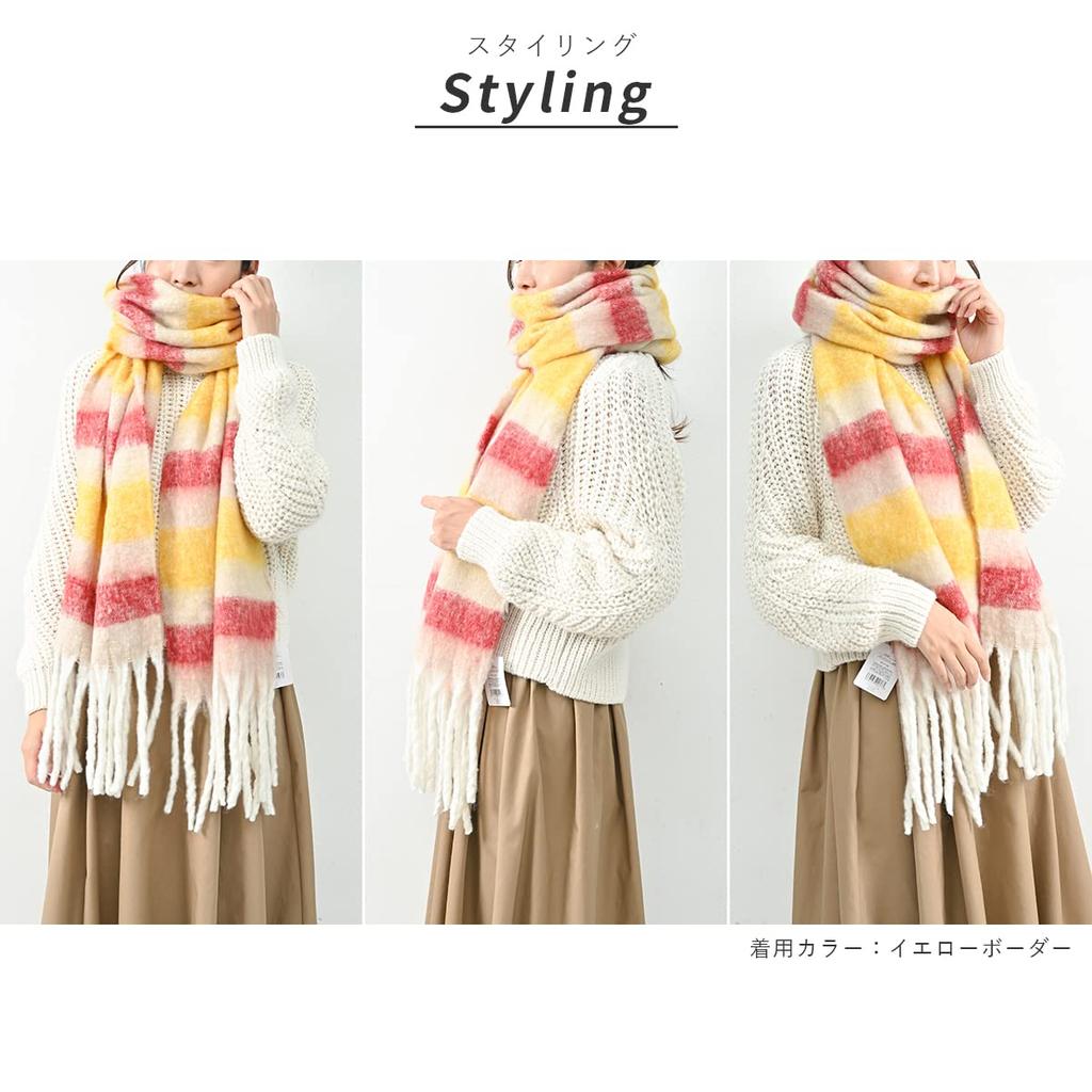 Aunii Fluffy Scarf for Winter and Large Solid Colors and Check Casual Neck Halloween Costume 8253 Women's Autumn, Stole, Warmth, Pattern, Thick,