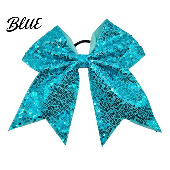 Large Glitter Bow Ties Sequins Hair Bows Elastic Tie Cheerleading Bands for Girls Band Ponytail Holder Scrunchies Women Teens Kids Colorful Sequin