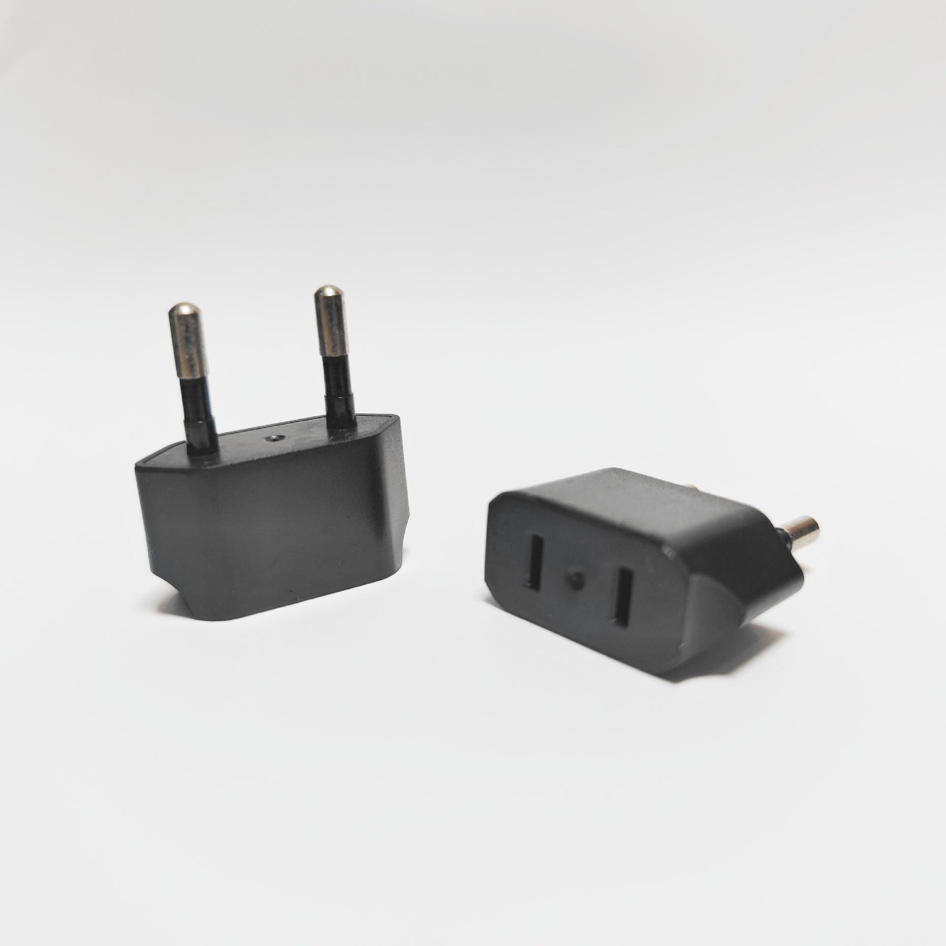 

European to US Plug Adapter: 4.0 Pin to 2 Flat Pins Conversion чёрный