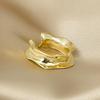 Korean Minimalist Asymmetric Women's Ring: Irregular Metal Concave-Convex Wide Band