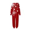 Christmas Print Family Matching Hooded Long Sleeved Zippered Jumpsuit Set