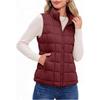 Women Sleeveless Stand Collar Zipper Quilted Plaid Warm Padded Vest
