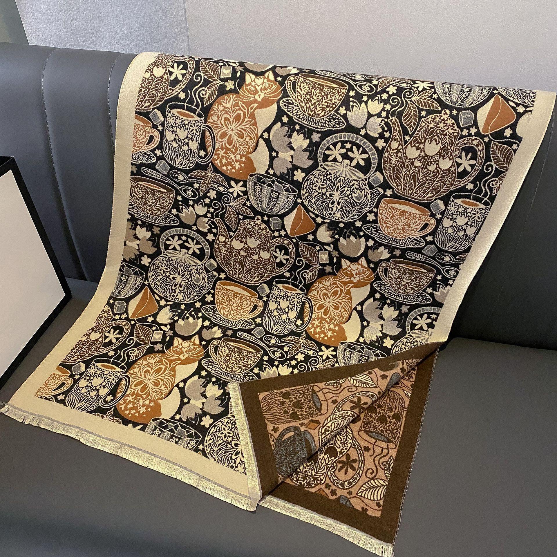 

Ретро этнический стиль, шарф с принтом в сочетании цветов, женский свежий, милый и благоприятный узор, шаль, модный теплый мягкий шарф 180*65cm чёрный