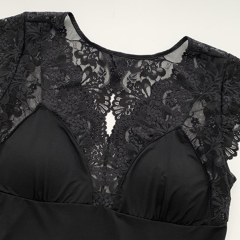 French Ice Silk Nightgown with Built-in Bra, Cool Silky Touch, Short Sleeve, Lightweight Home Wear, Sexy Pajamas