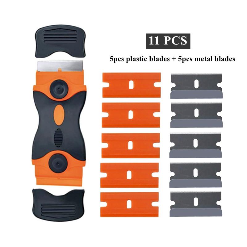 Double-Sided Scrape Razor Blade Auto Film Sticker Glue Ice Remover Razor Gap Glass Kitchen Car Cleaner Squeegee Knife