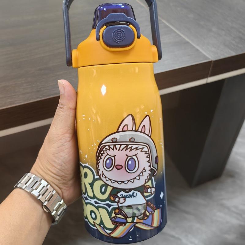 

Кружка-непроливайка из нержавеющей стали с 3D УФ-печатью, термоизоляционный и холодоизоляционный термос, чашка с двойным питьем, эластичная чашка 1200ml