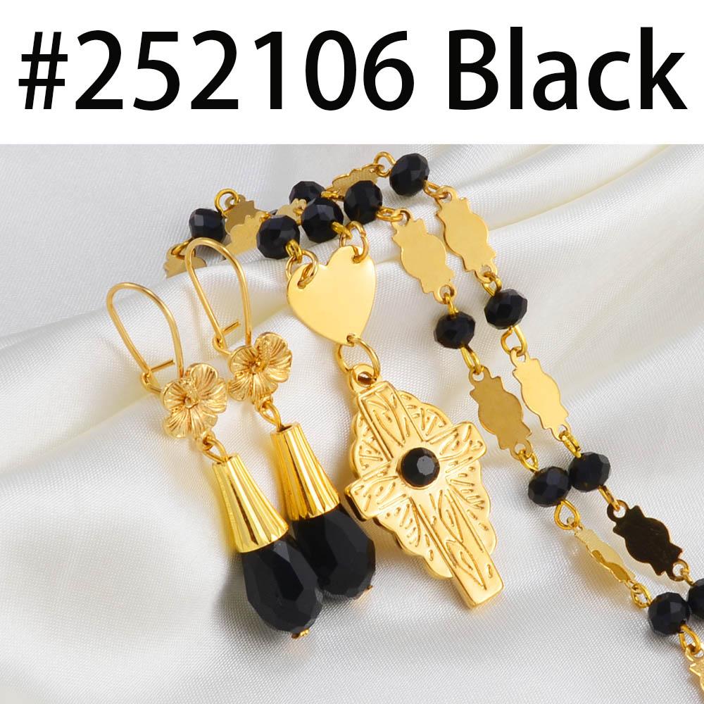 Hawaiian Cross Jewelry Sets Flower Pendant Necklaces Earrings Crystal Beads Ball Chains Guam Micronesia Chuuk #252106