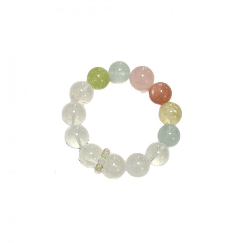 Natural White Phantom Quartz Beaded Bracelet With Jade Fluorite Rose Women Elegant Daily Wear