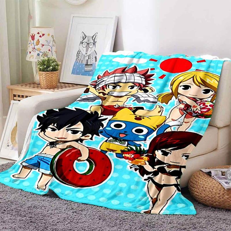Fairy Tail Anime Blankets Kids Warm Blankets Flannel Soft Comfort Blankets Home Travel Blankets Bedding Birthday Gifts