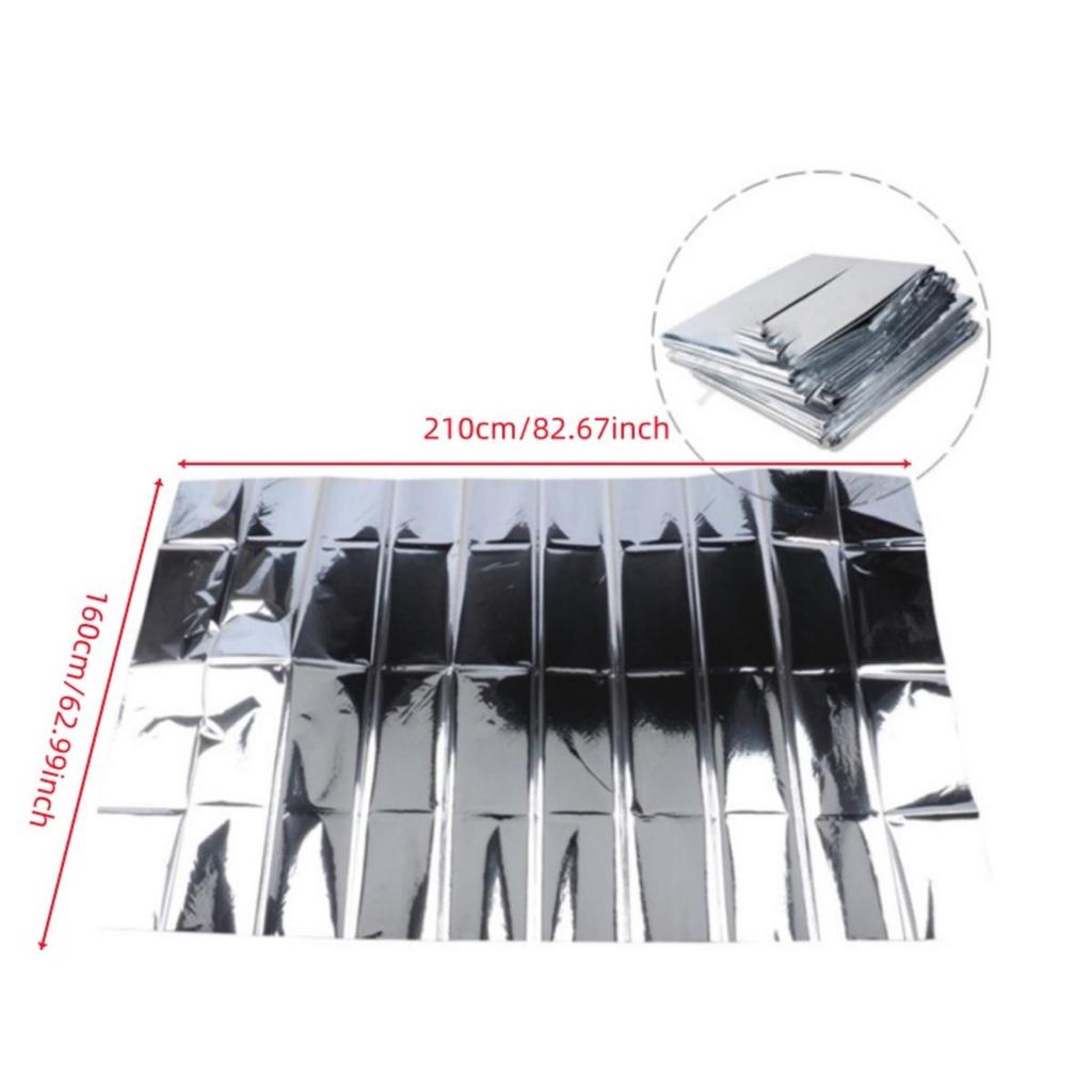 Emergency Thermal Poncho Blanket Lightweight Folding Water Resistant Windproof Sunshade Reusable First Aid Camping Mat Pad Cover