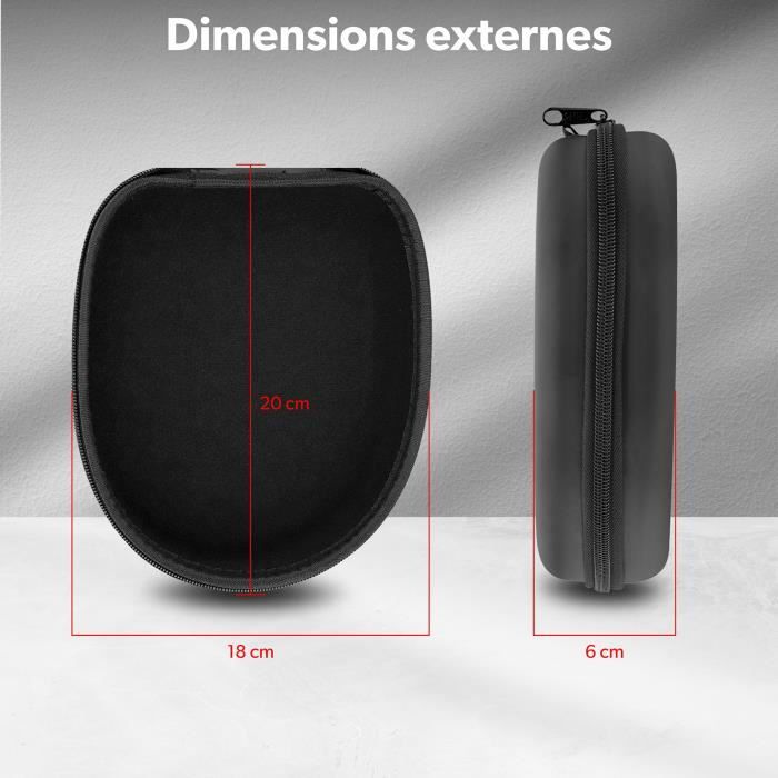 T’nB Case, Etui de Rangement pour Casque Audio Stéréo Universel, Housse De Protection, Poche Intérieur, Facile A Transporter – Noir