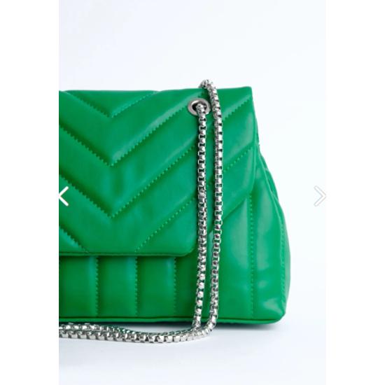 Kadın Yeşil Dikiş Detaylı Kapitone Çapraz Askılı Çanta