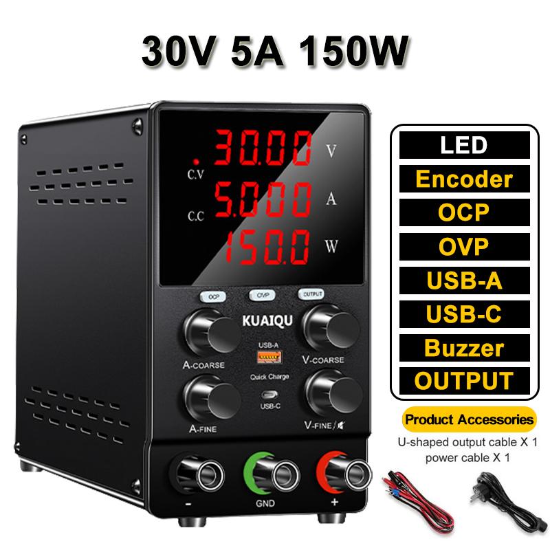 KUAIQU 30 V 10 A 300 W Gleichstromnetzteil OCP OVP Labortisch-Spannungsregler Outpot Einstellbare 12 V Schaltstromquelle für Reparatur