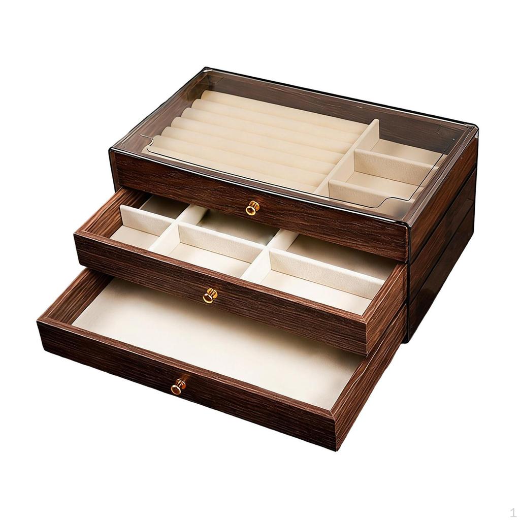 Box, Versatile In Its Use, with Soft Lining And Compartments, Including A Tray for Necklaces, Rings