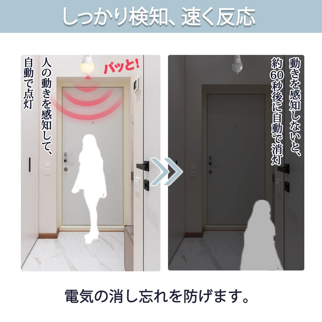 DiCUNO LED Light Bulb E26 Base Human Sensor 12W 100W Equivalent Light Bulb Color 2700K 1100lm Comes with Sensor Prevents You from Forgetting to Turn