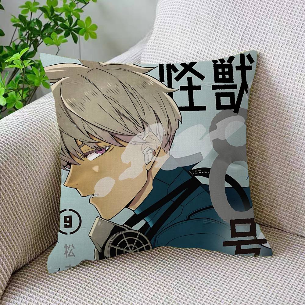 Powerful Monster Comics K-Kaiju No.8 Pillow Covers Cartoon Sofa Decorative Home Double-Sided Printing Short Plush Cushion Cover
