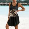 Women's Summer Casual Sun Skirt With Pocket V-Neck Independence Day Printed Loose Vest Dress