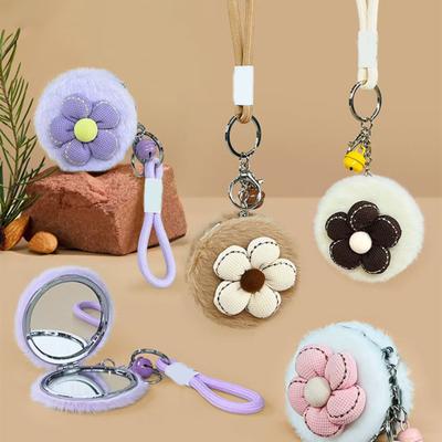 Espejo de Maquillaje de Animal de Peluche Portátil para Viaje Espejo de Tocador de Doble Cara Espejo Cosmético de Alta Claridad Llavero Decoración Colgante